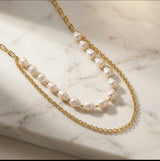 Golden Pearl Layers Necklace view 5