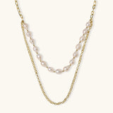 Golden Pearl Layers Necklace view 1