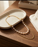 Golden Pearl Layers Necklace view 4